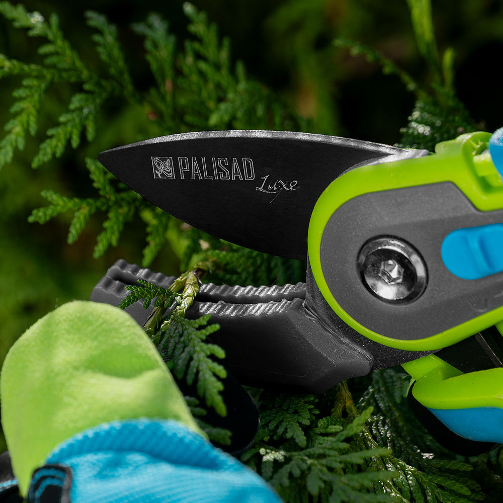 Секатор с наковальней, 220 мм, регулировка захвата, трехкомпонентные рукоятки, Luxe, Palisad (60480)