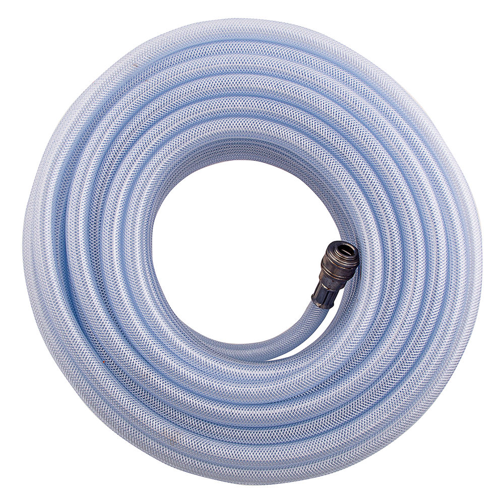 Шланг пневматический ПВХ, 10 x 16 мм, 18 бар, армированный, прозрачный, быстросъемное соединение, 30 м Stels (57027)