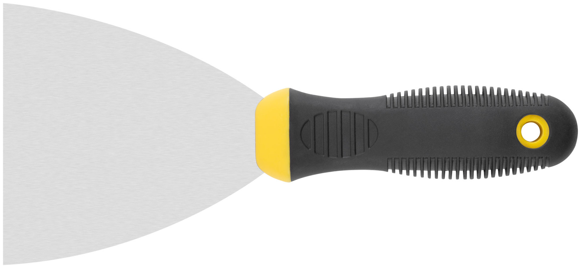 Шпатель, нерж.сталь, черно-желтая прорезин.ручка 4 (100 мм) (06686)