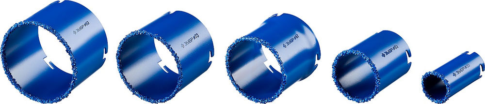 Набор кольцевых коронок 8 шт, d 33, 53, 67, 73, 83 мм, карбид-вольфрамовое нанесение ЗУБР Профессионал 33350-H8_z01