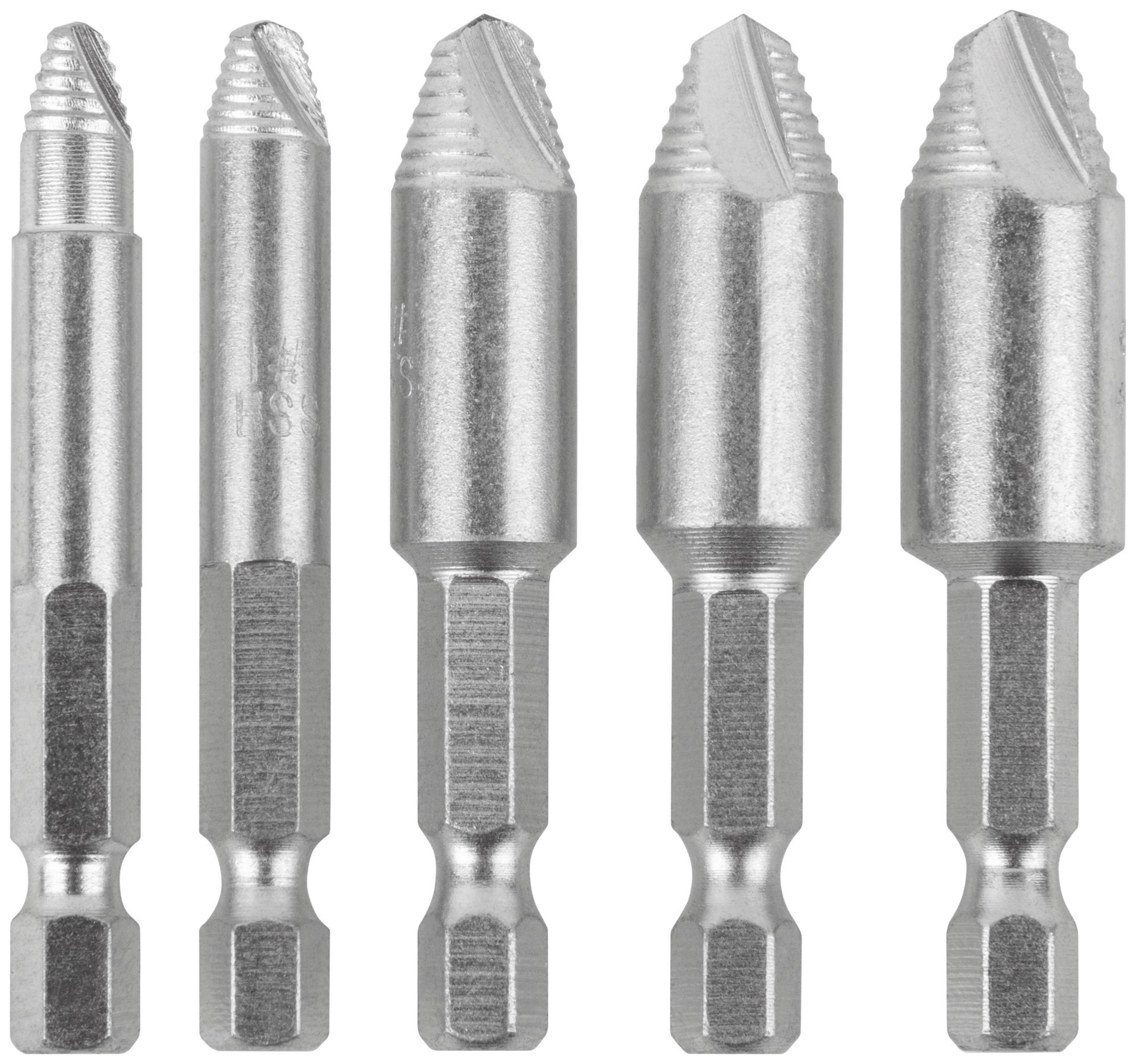 Экстракторы для болтов и шпилек усиленные, HSS сталь, 5 шт. (36454)