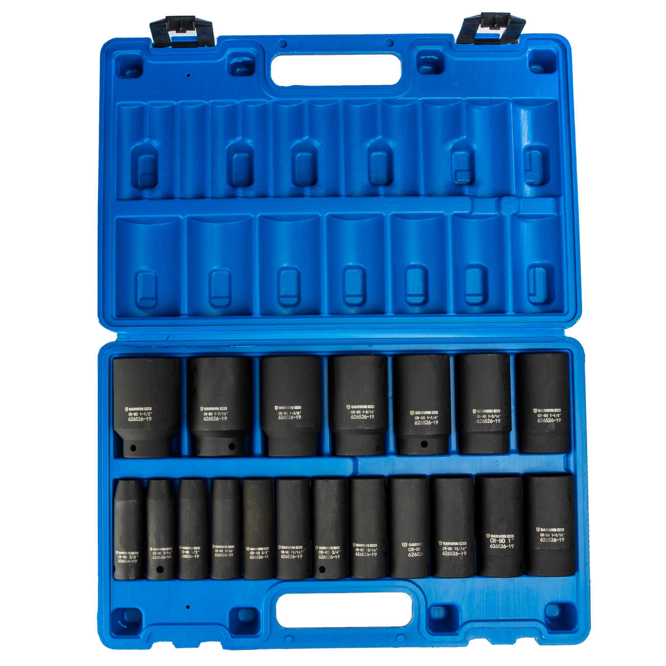 Набор ударных головок дюймовых глубоких 78 мм, 1/2, 19 пр., 3/8 — 1-1/2 GARWIN PRO 626526-19