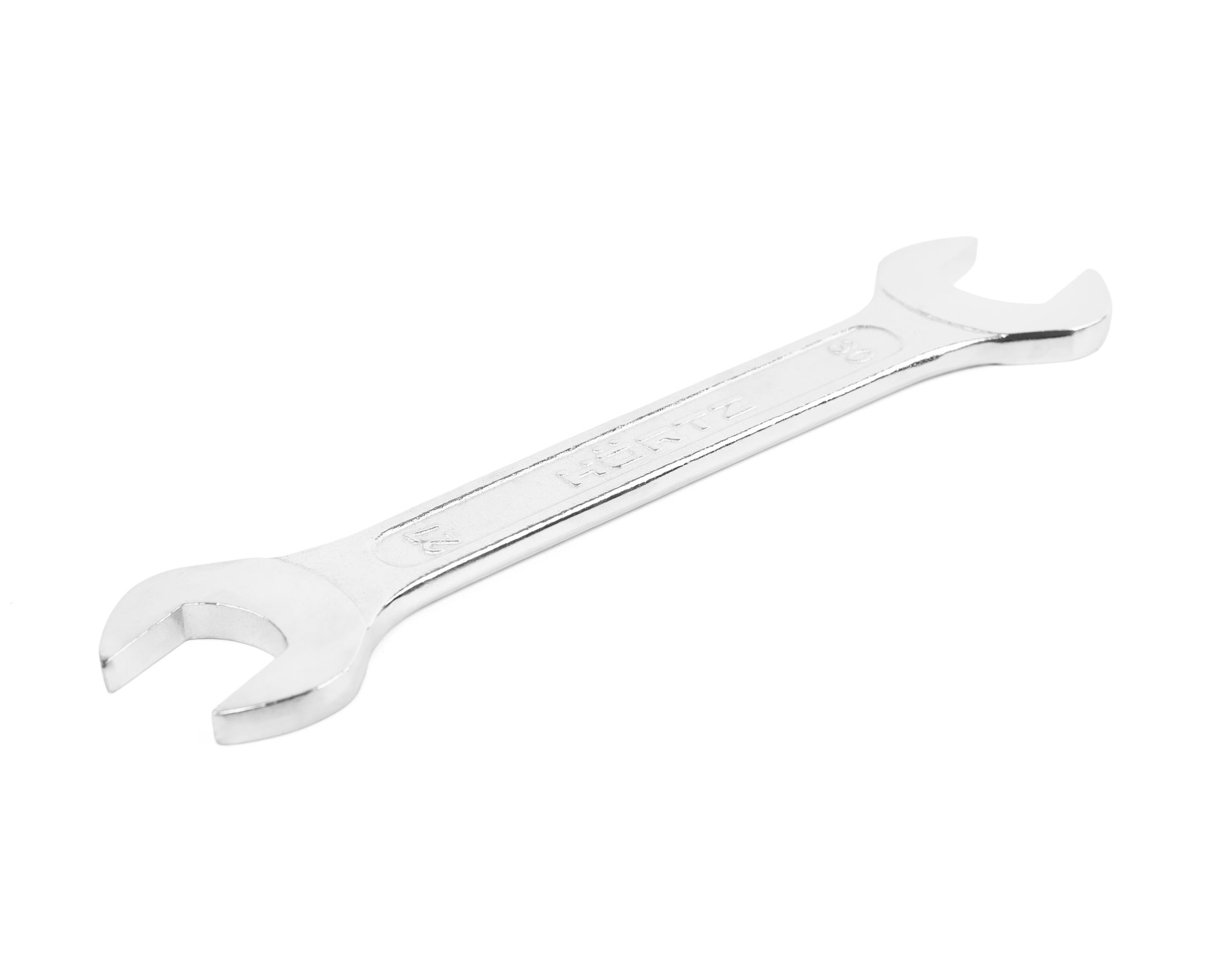 Ключ гаечный рожковый двусторонний 27х30 хромированный на подвесе HORTZ