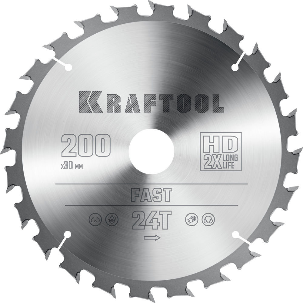 Пильный диск по дереву Fast, 200 х 30 мм, 24Т KRAFTOOL 36950-200-30