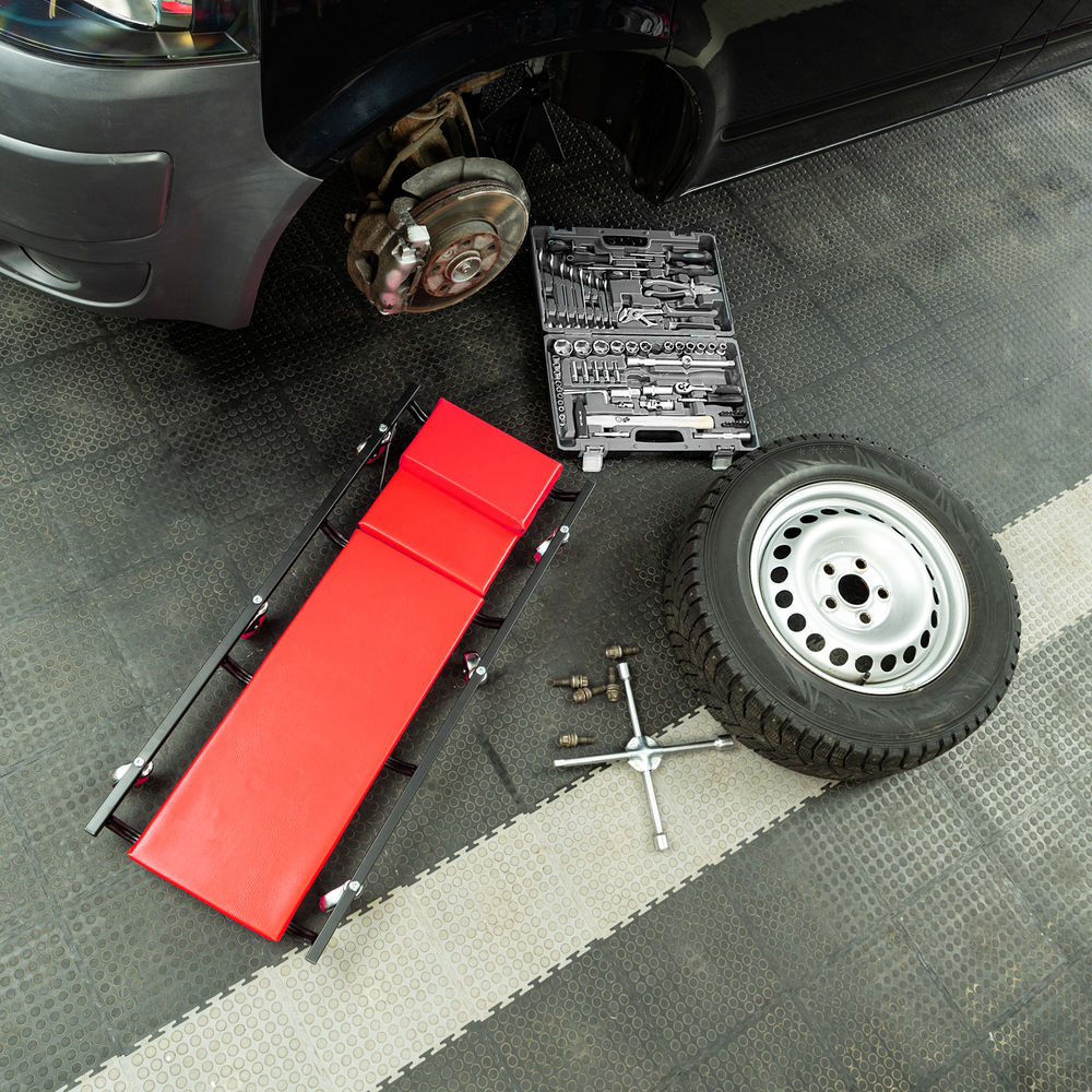 Лежак ремонтный на шести колесах, 1030 х 440 х 120 мм, поднимающийся подголовник Matrix (567455)