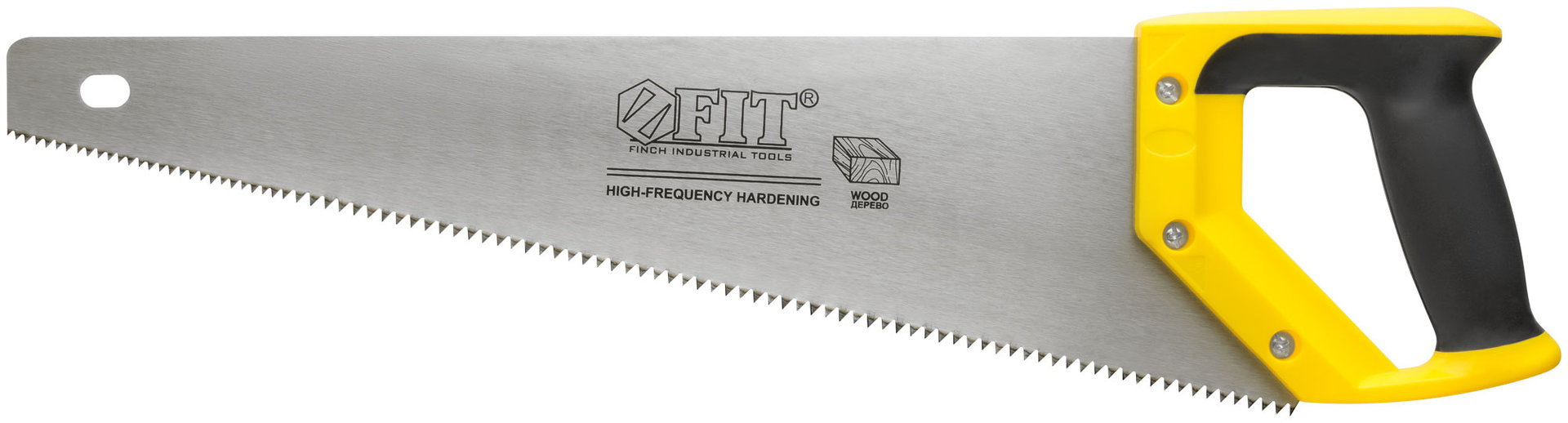 Ножовка по дереву, крупный кален.зуб 5 ТPI с запилом 7 ТPI, 2D заточка, пласт.прорезинен.ручка 450 мм (40469)