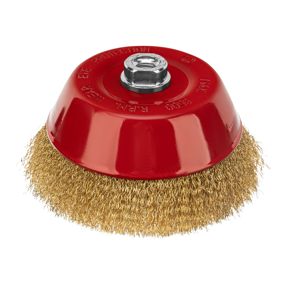 Щетка для УШМ, 150 мм, М14, чашка, латунированная витая проволока Matrix (74607)