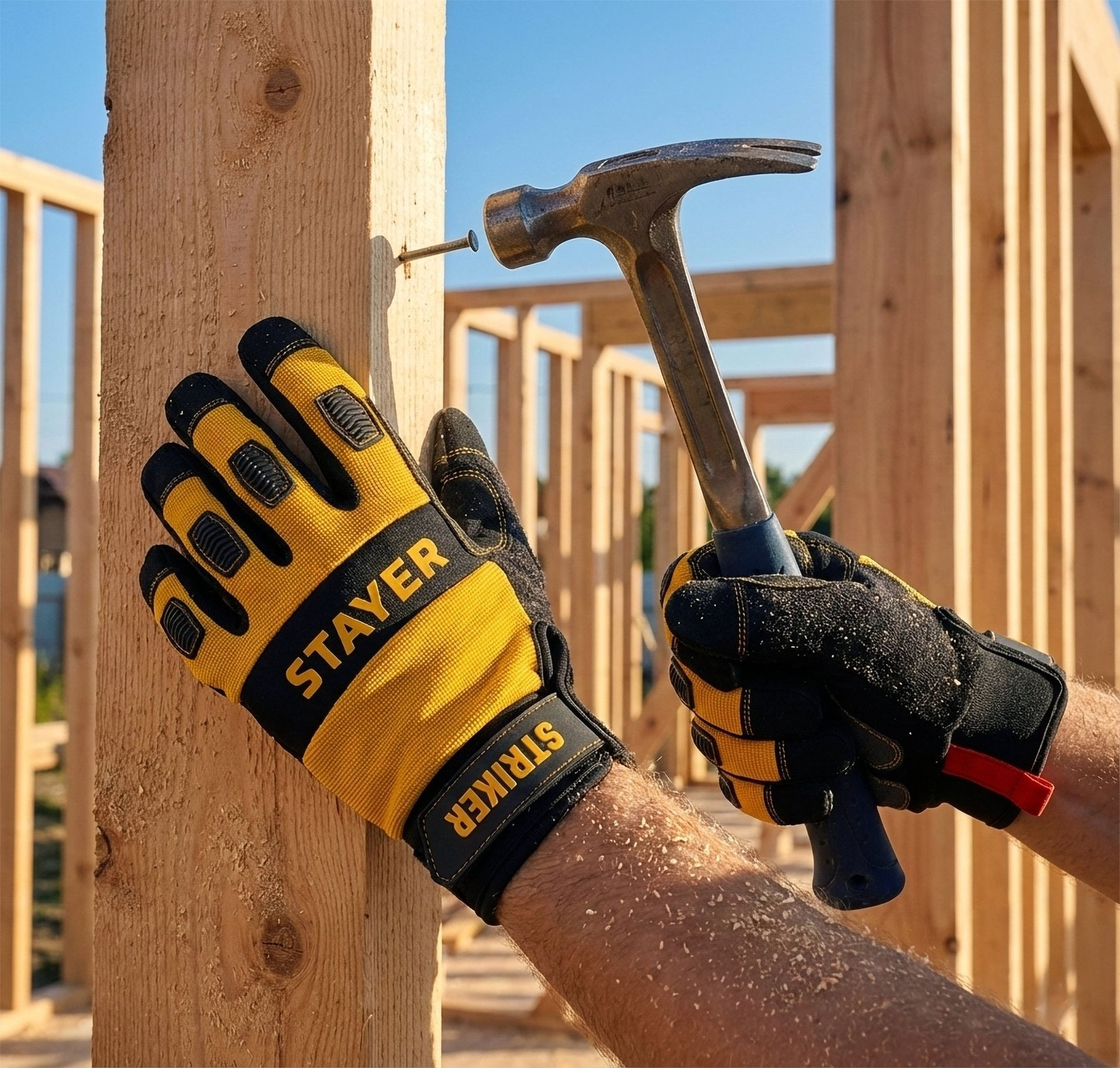 STAYER STRIKER р.XL (10), комбинированные перчатки для тяжелых механических работ (11410-XL)