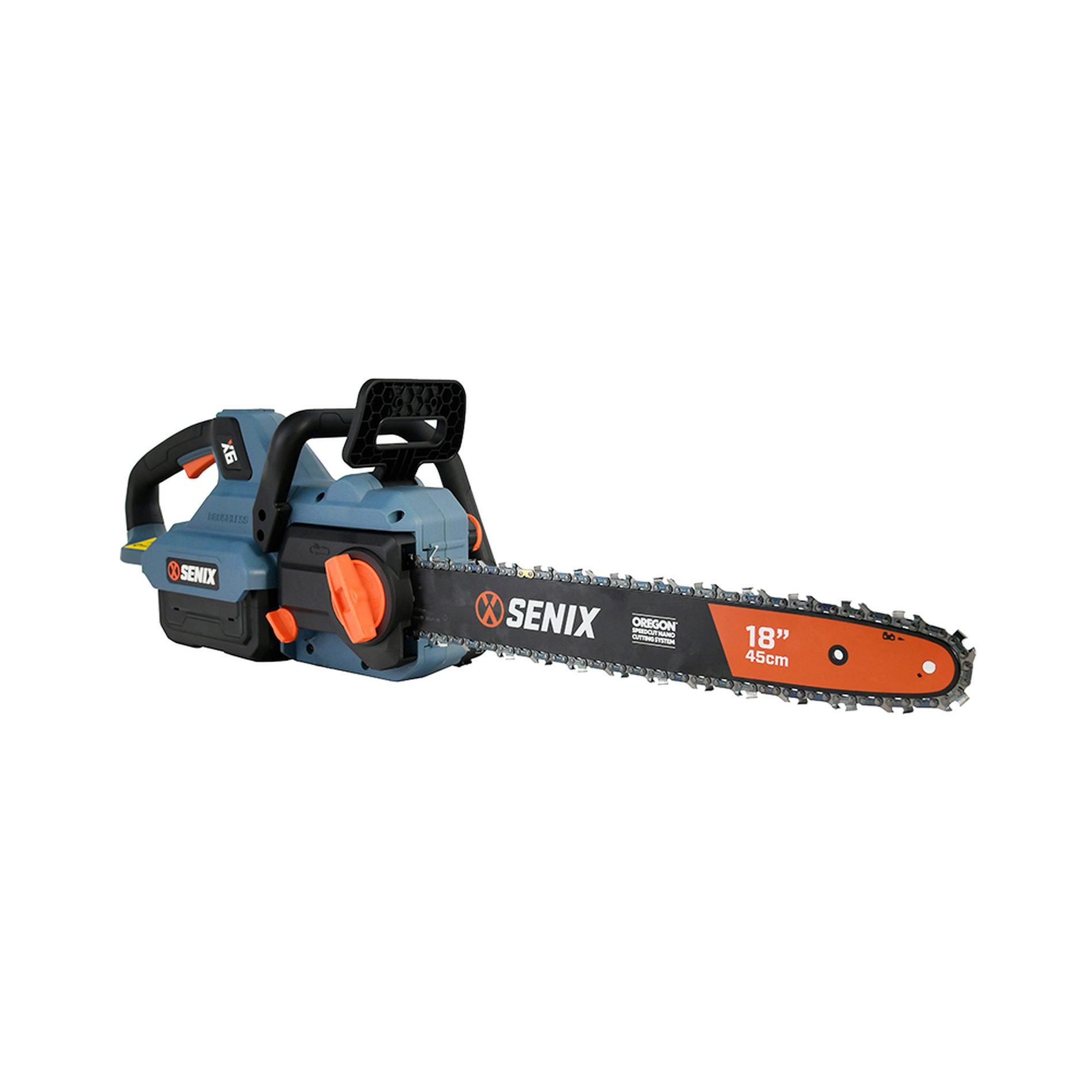 Пила цепная, бесщ.мотор, 45 см (18), Oregon. В комплекте: 1 батарея 4.0Ач, ЗУ X6 60В