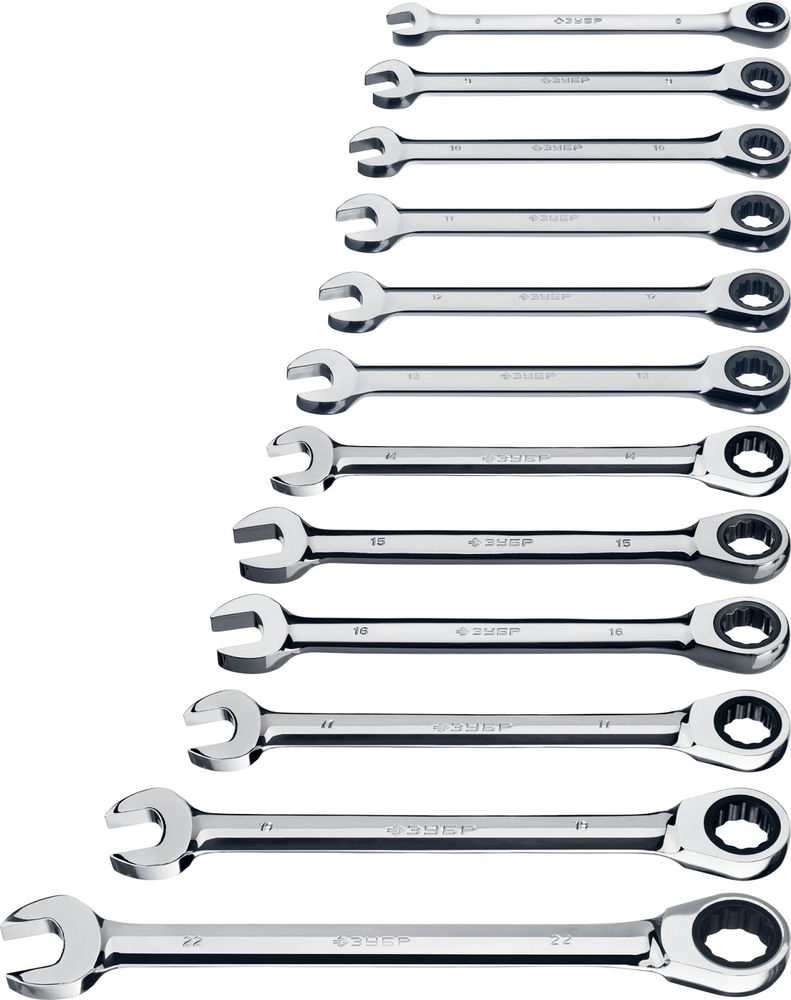Набор комбинированных трещоточных гаечных ключей 12 шт, 8–22 мм ЗУБР Профессионал 27075-H12_z01