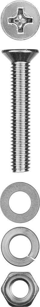 Винт с гайкой и шайбами M6?40 мм DIN 965 цинк 8 шт ЗУБР 303456-06-040