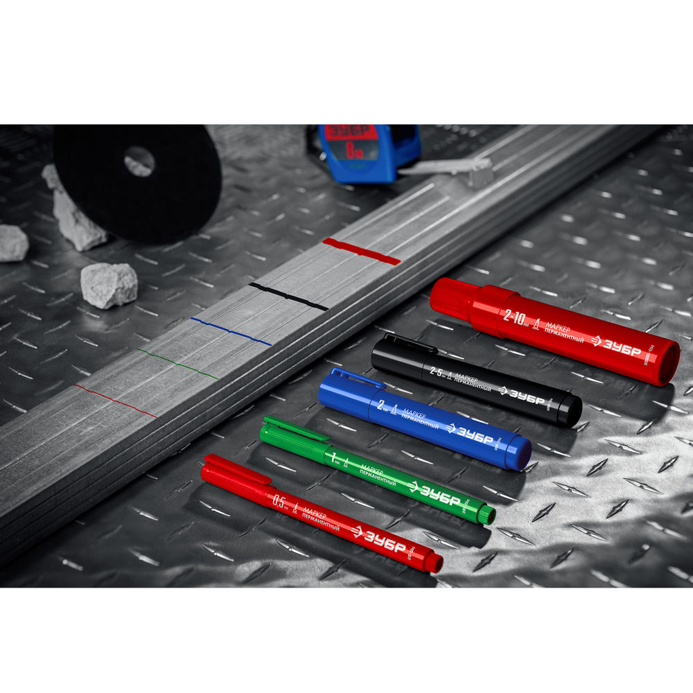 Перманентный маркер клиновидный МП-1000К зеленый, 2-10 мм ЗУБР 06333-4