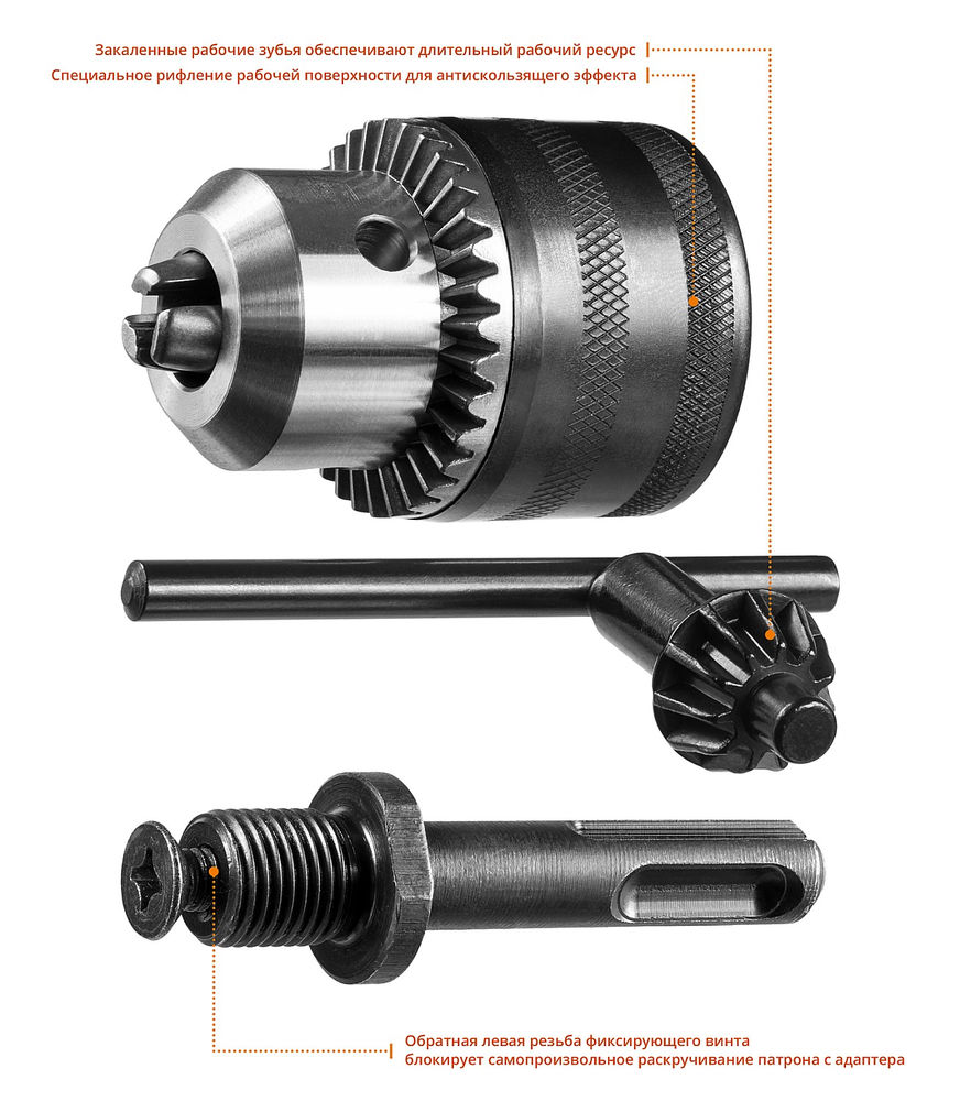 Переходник SDS+ набор ударный ключевой патрон ЗУБР 29081-H3