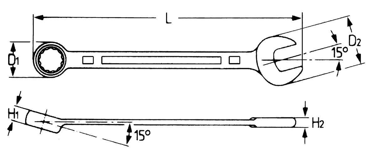 Ключ гаечный комбинированный 41 мм, Cr-V, хром, DIN 3113A, HEYCO HE-50810041080