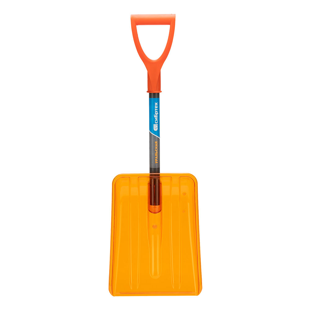 Лопата для уборки снега, поликарбонат, 270х360х840 мм, стальной черенок, усиленная Сибртех (61673)
