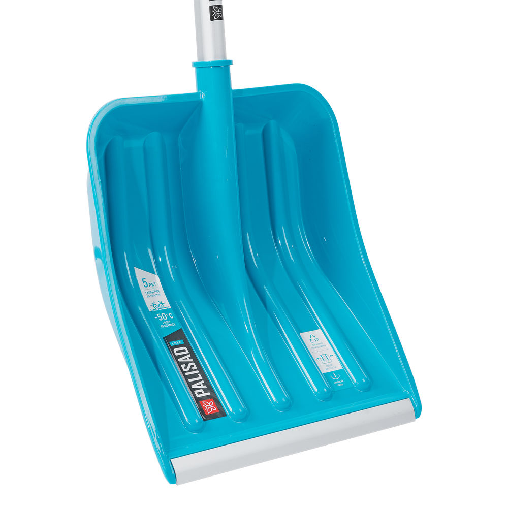 Лопата для уборки снега, полипропилен, 350х405х1300мм, алюминиевый черенок, ПВХ накладка, LUXE Palisad (61776)