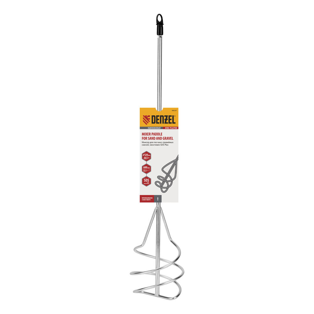 Миксер для песчано-гравийных смесей, 120 х 600 мм, оцинкованный, хвостовик SDS Plus Denzel (848287)