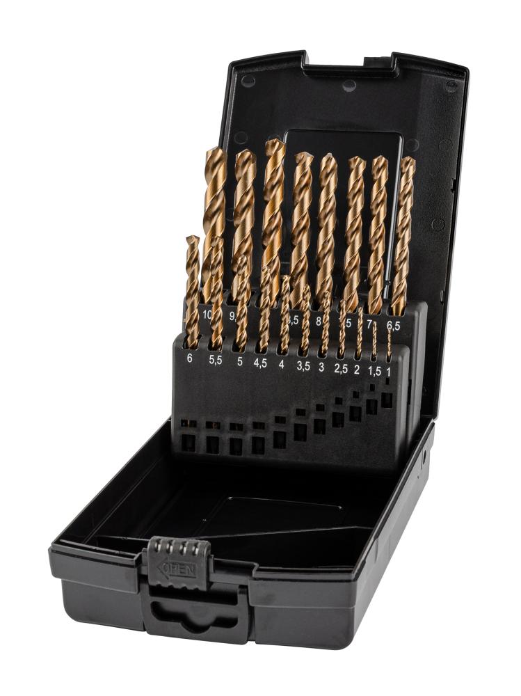 Набор свёрл по металлу, индустриальных, 19 пр.,O1.0-10.0 мм x 0.5, DIN 338, HSS-E Co5, Тип VA, 5xD (ZA-74161)