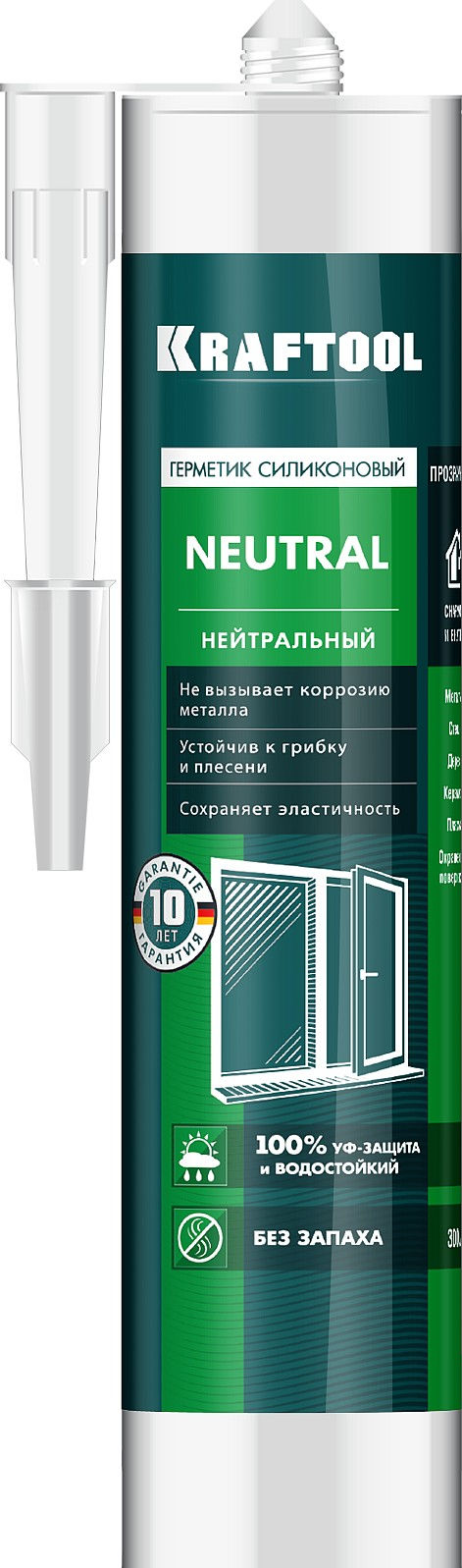 Нейтральный силиконовый герметик NEUTRAL, 300 мл, прозрачный KRAFTOOL 41257-2