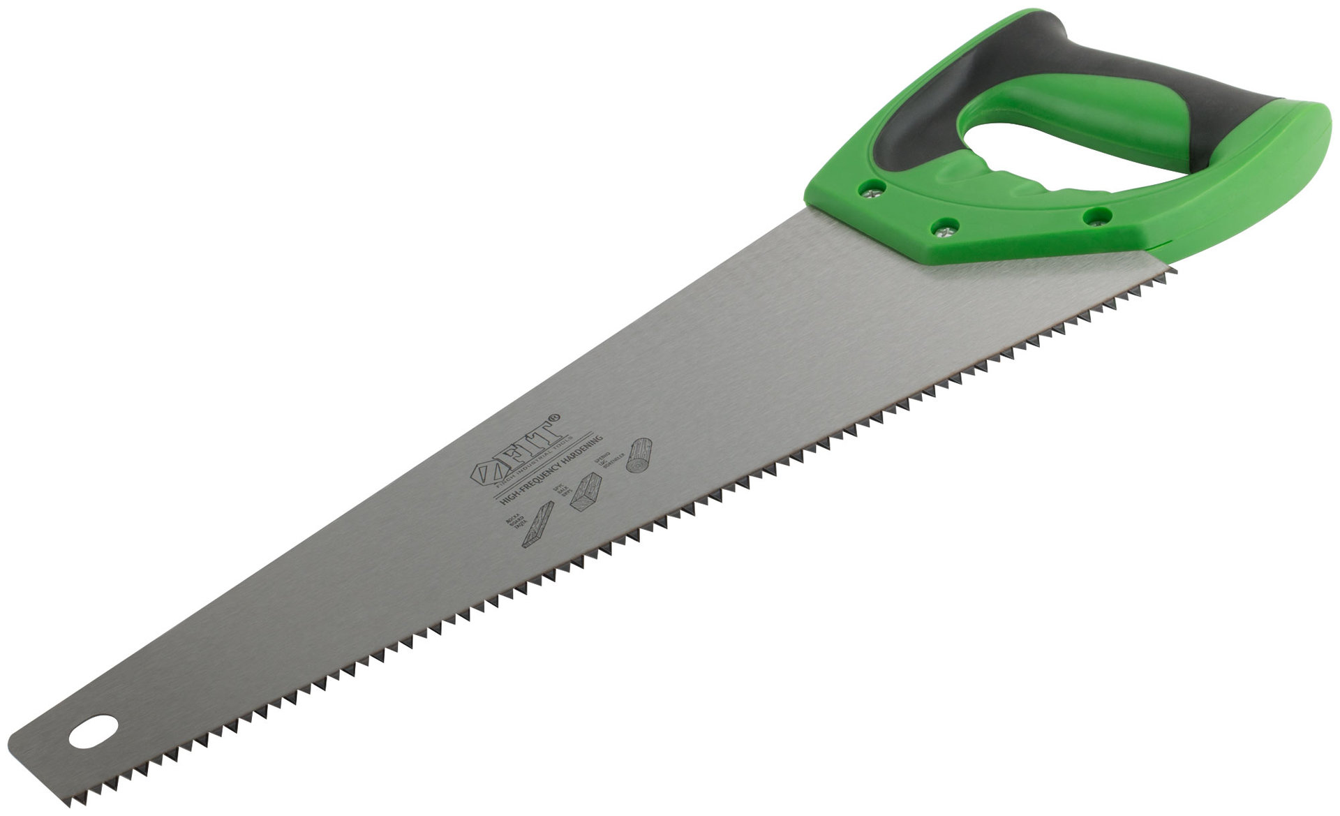 Ножовка по дереву, крупный каленый зуб 5 TPI, 2D заточка, пластиковая прорезиненная ручка 400 мм (40421)