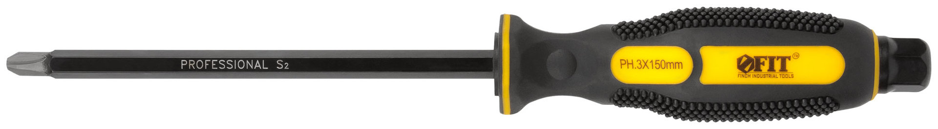 Отверткa ударная, сталь S2, шестигран.жало, боек под ключ, прорезиненная ручка, Профи 8х150 мм PH3