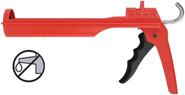 Пистолет для герметика 225 мм полукорпусной, полипропиленовый корпус усиленный фибергласом (14242)