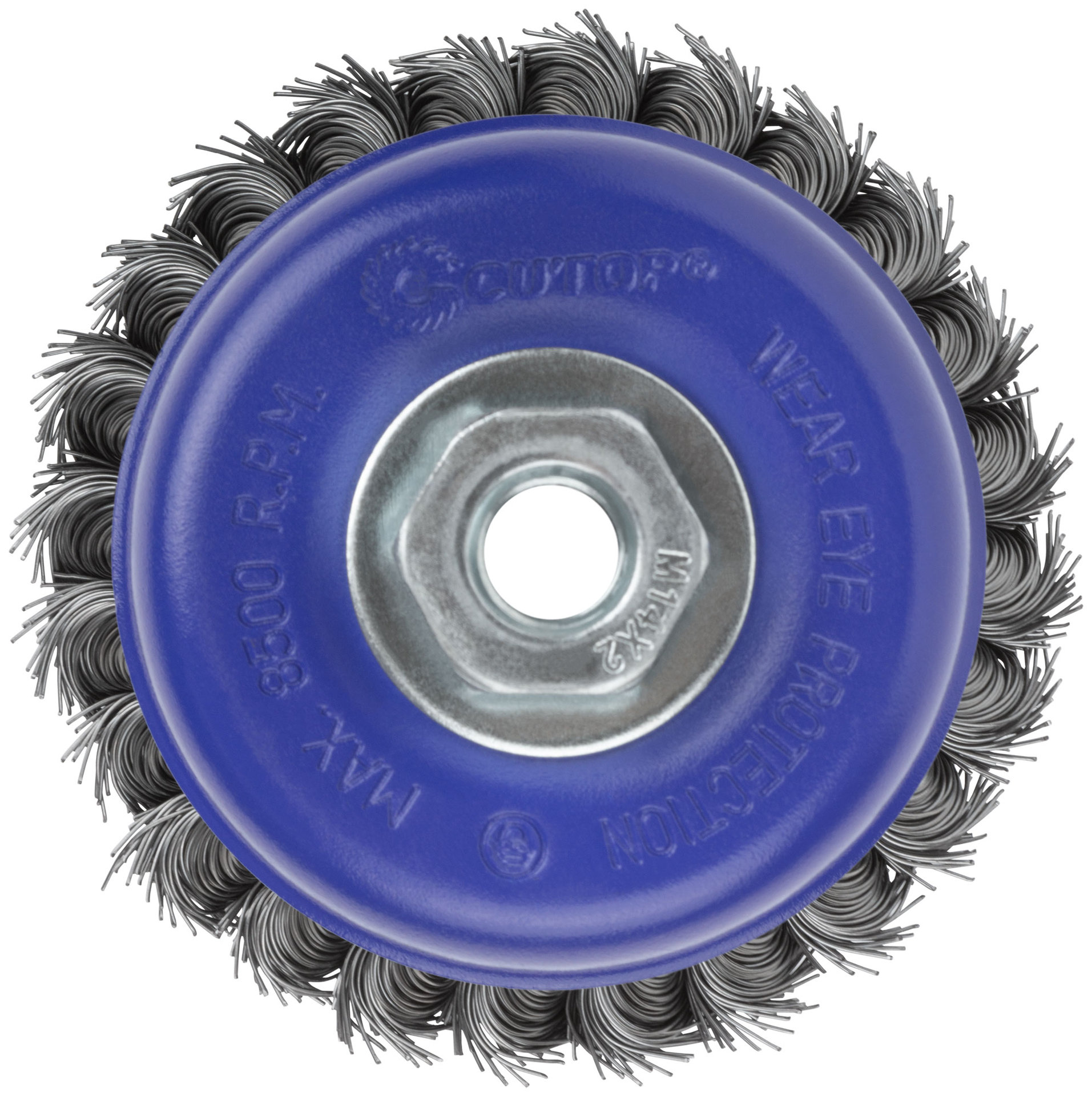 Щетка для УШМ, М14, тип Чашка, крученая витая проволока 0,5 мм, 100 мм, блистер, CUTOP Profi (82-899)