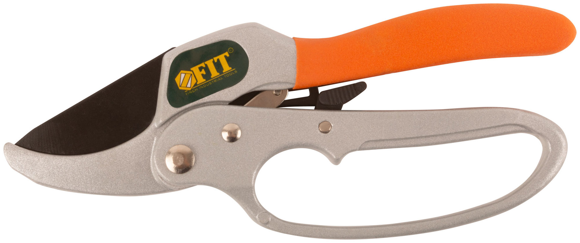 Секатор Профи, храп.механизм, режущ.кромки встык с наковальней, тефл.покр.лезвий, алюм.корпус 200 мм (77096)