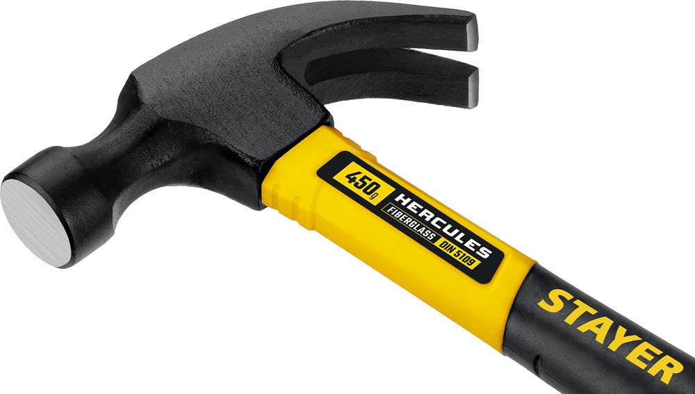 Молоток-гвоздодёр столярный Hercules, 450 г, с фиберглассовой рукояткой STAYER Professional 2026-450_z02