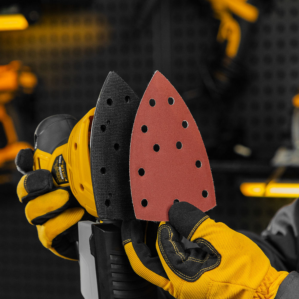 Треугольник абразивный на ворc. подложке под липучку, перф., P 320, 150х150х100 мм, 5 шт. Denzel (738677)