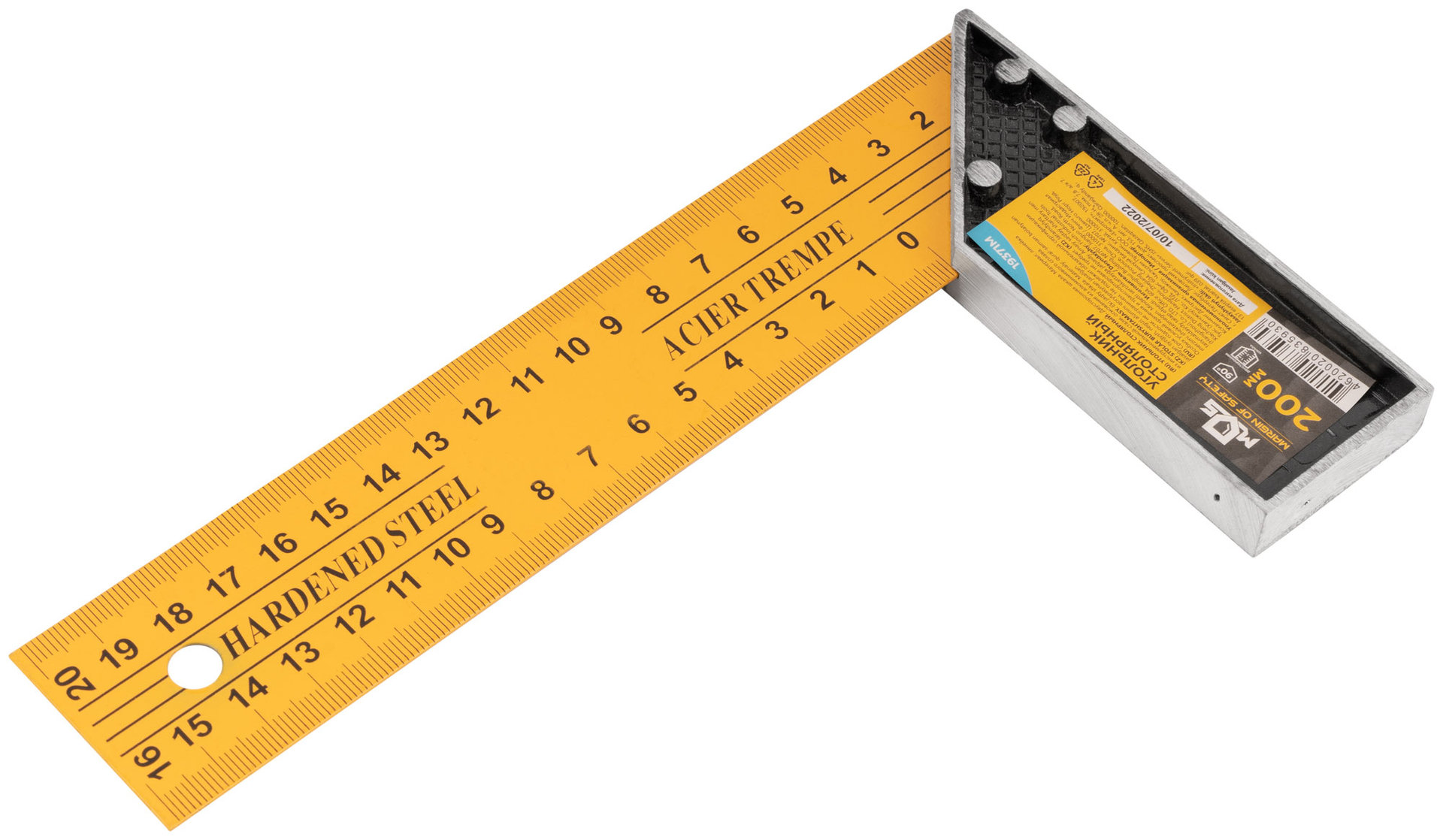 Угольник столярный, двусторонняя шкала 200 мм (19371М)