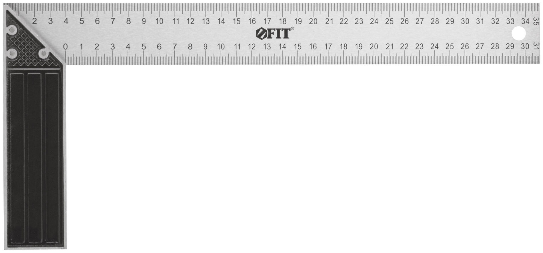 Угольник столярный, рифленая шкала, алюминиевое основание 350 мм (19463)