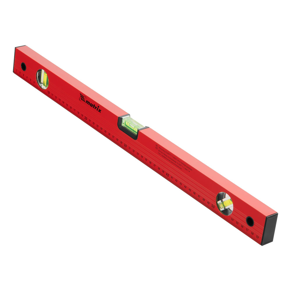 Уровень алюминиевый, 600 мм, 3 глазка, красный, линейка Matrix (33223)