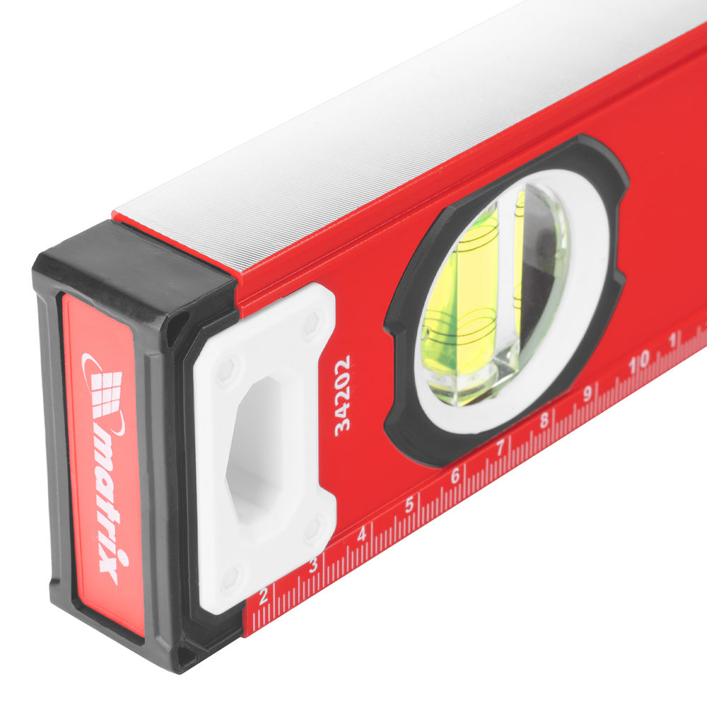 Уровень алюминиевый, фрезерованный, 3 глазка, рукоятки, 800 мм Matrix (34202)