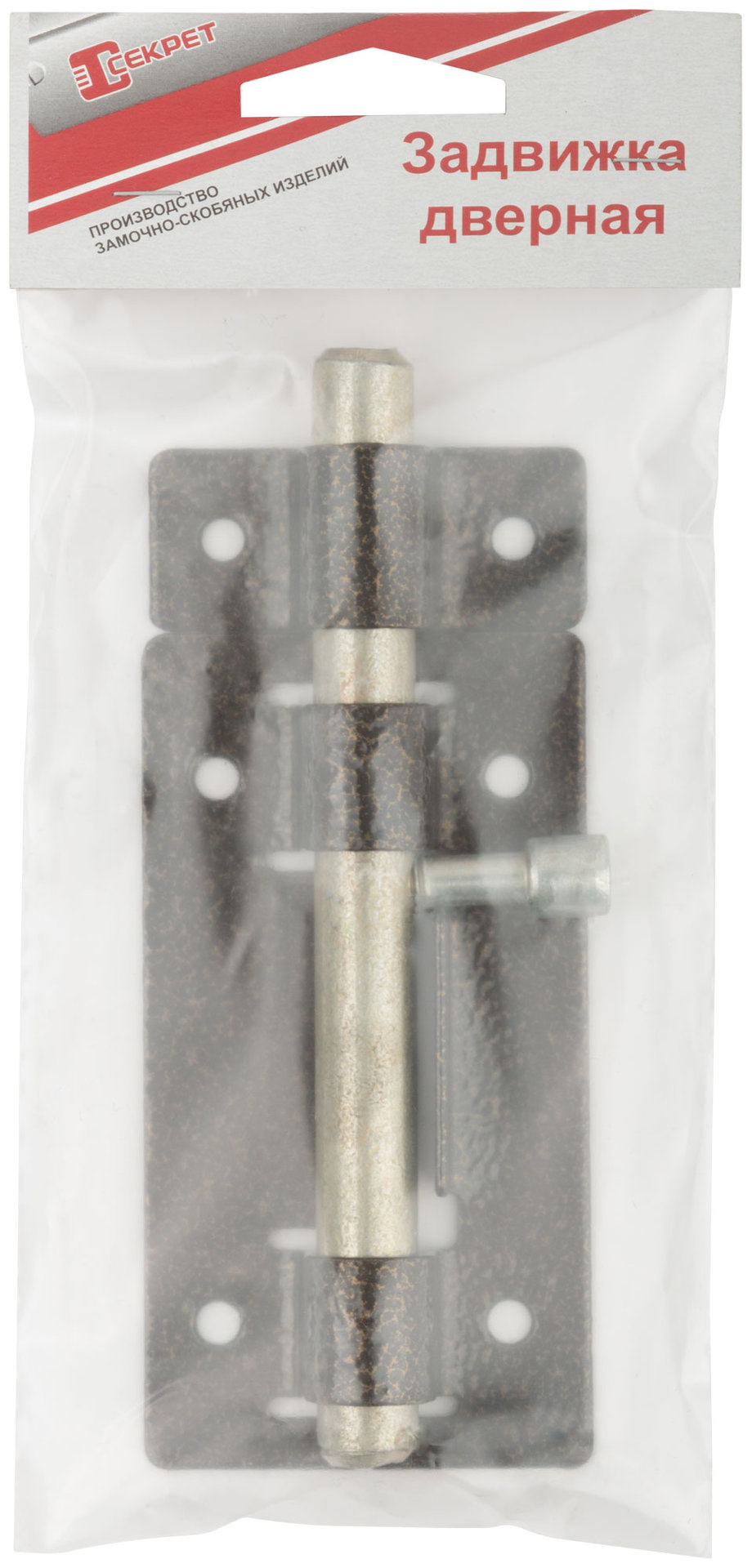 Задвижка накладная усиленная для дверей, круглый ригель, бронза (66680)