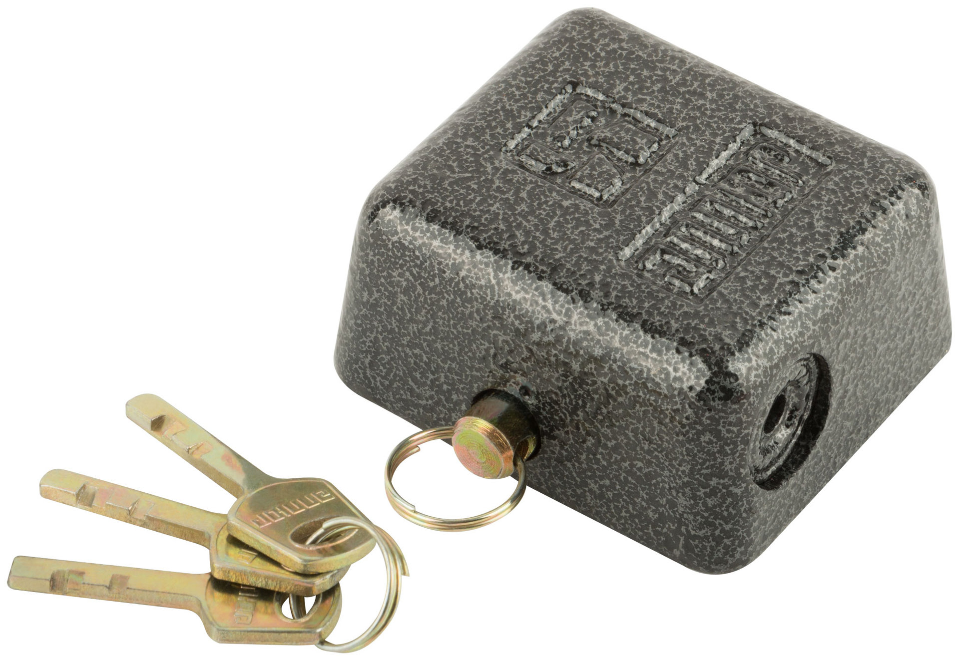 Замок навесной с закрытой дужкой, чугунный корпус 80х71 мм, стальная дужка 12 мм (67093)