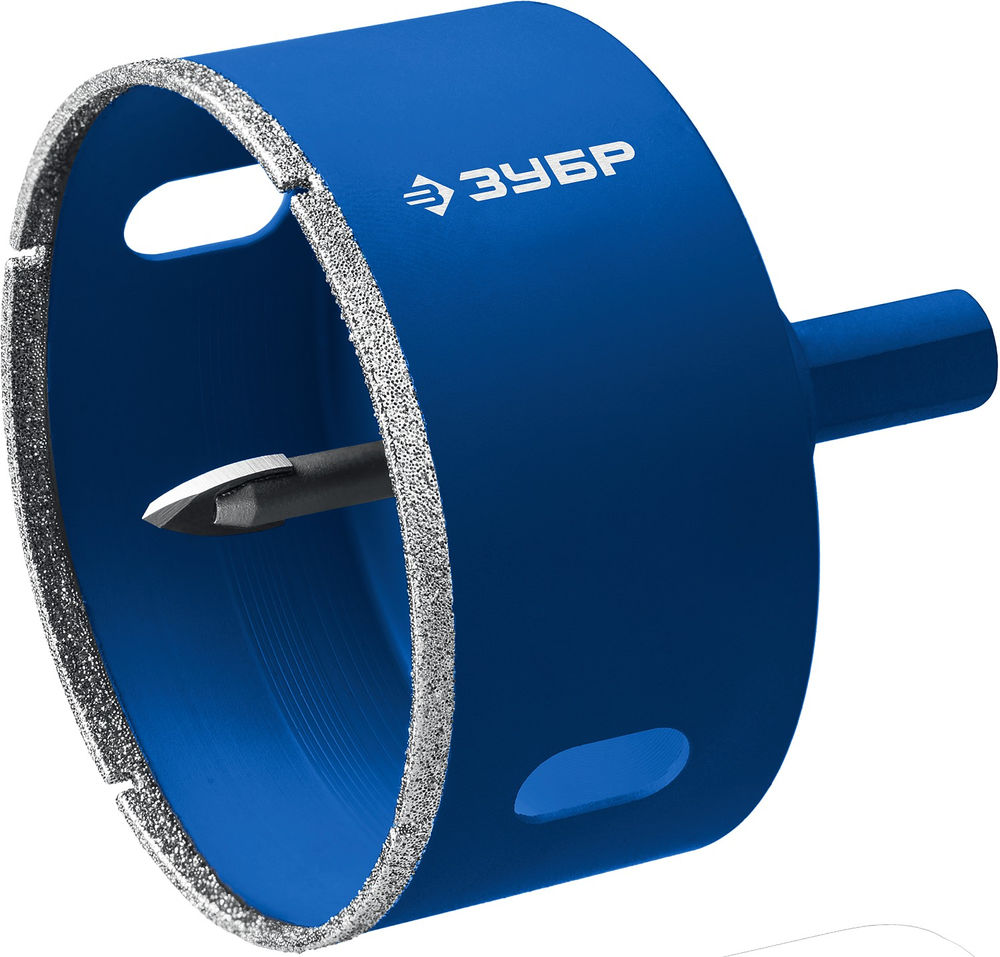 Коронка алмазная АГК, d 53 мм, центр. сверло, трехгранный хвост, Р60 ЗУБР Профессионал 29850-53