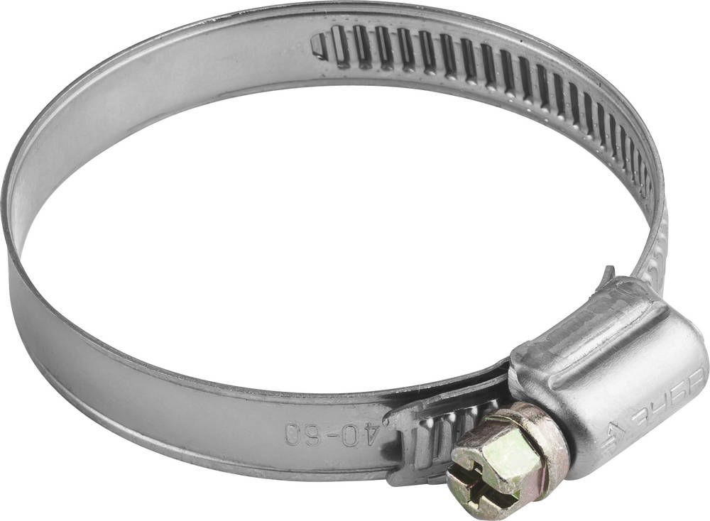 Нержавеющий хомут НХ-9Н, 40 - 60 мм, накатная лента 9 мм, 5 шт ЗУБР Профессионал 3787-40-60