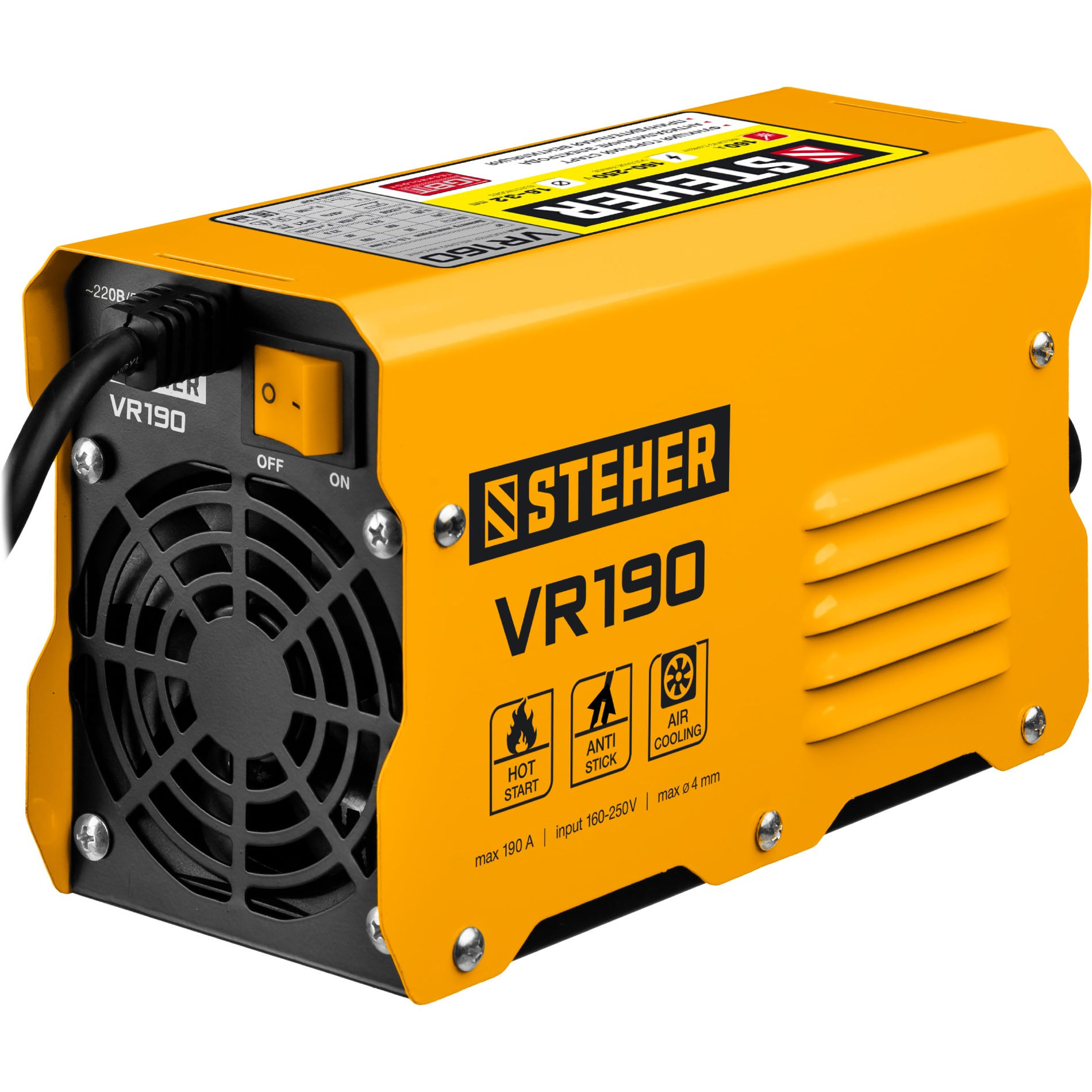 Аппарат сварочный инверторный ММА STEHER 190 А макс. электрод O 4.0 мм VR-190  