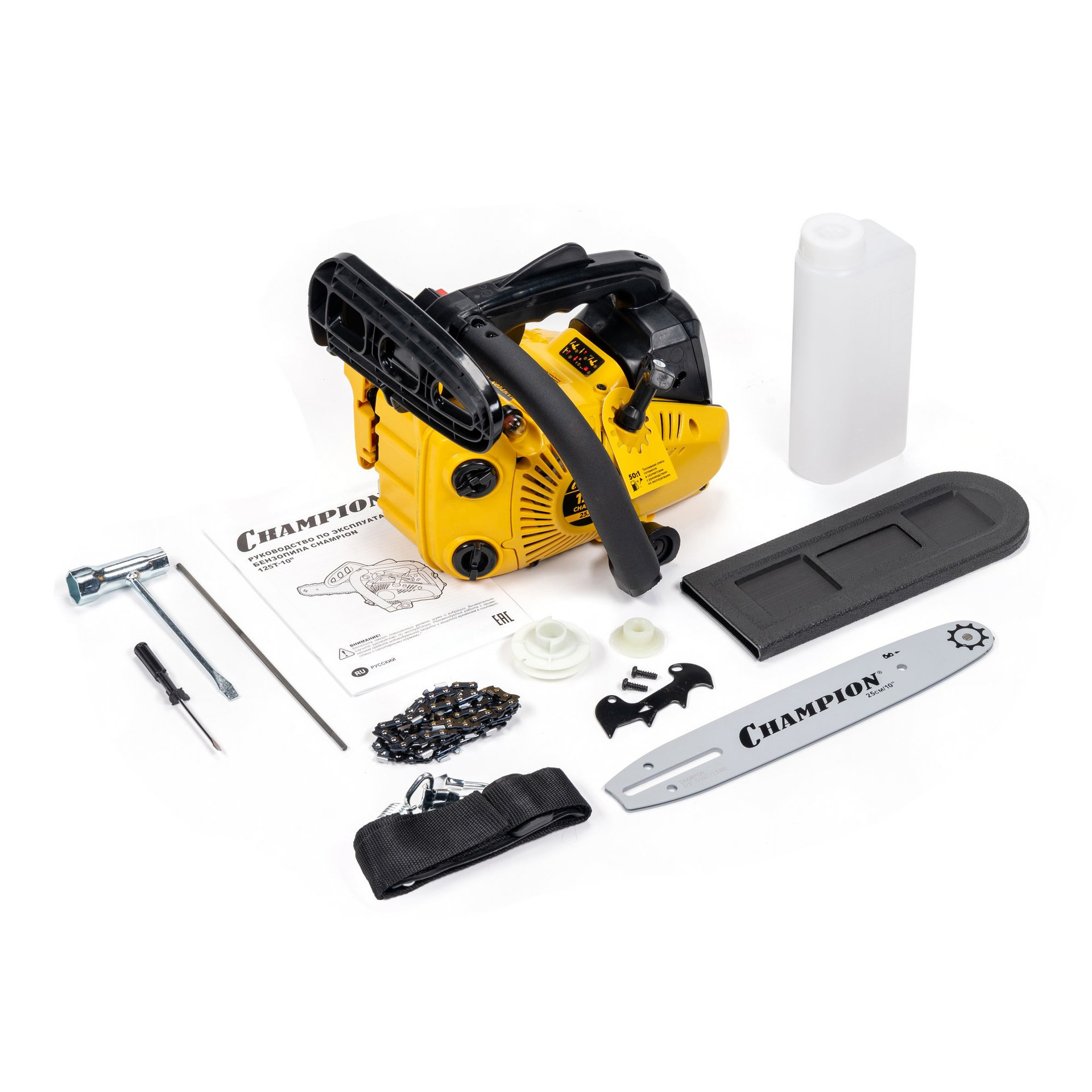 Бензопила CHAMPION 125T-10-3/8-1,3-40Е (0,7кВт 25,4см? 3,2кг) 125T-10
