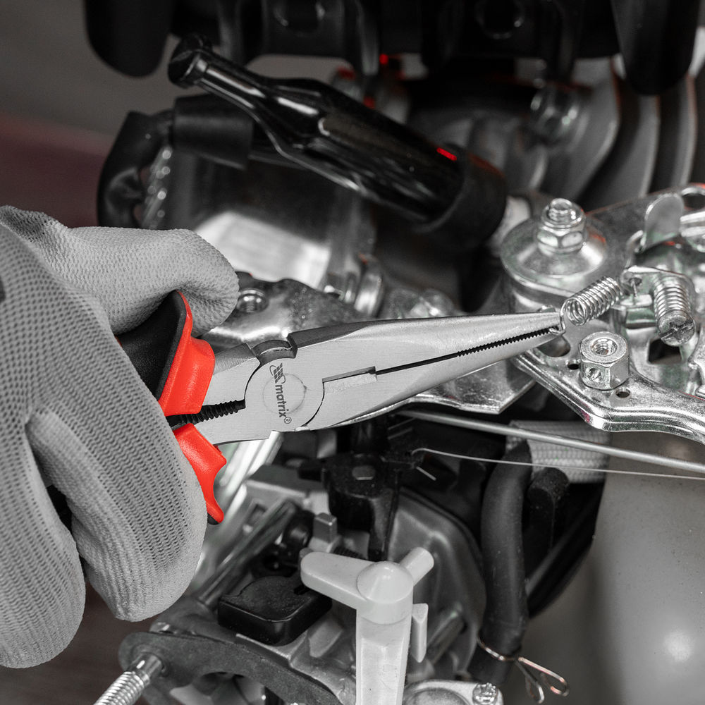 Длинногубцы прямые Nickel, 160 мм, никелированные, двухкомпонентные рукоятки Matrix (17164)