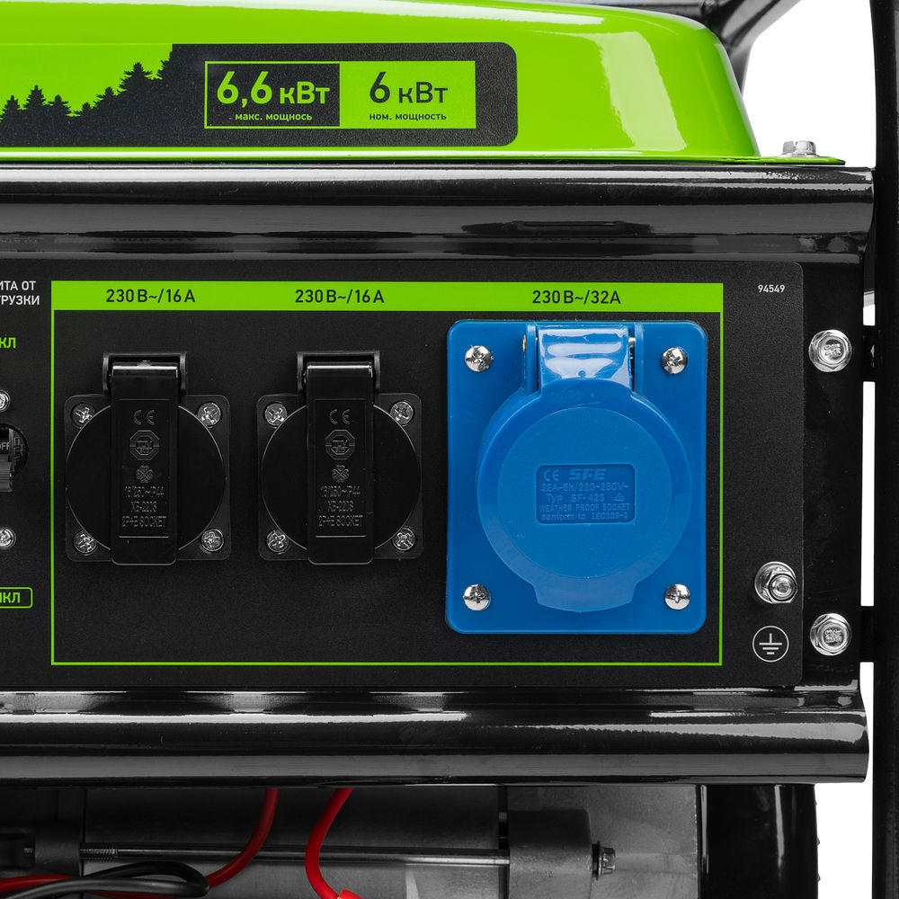 Генератор бензиновый БС-8000Э, 6,6 кВт, 230В, четырехтактный, 25 л, электростартер Сибртех (94549)