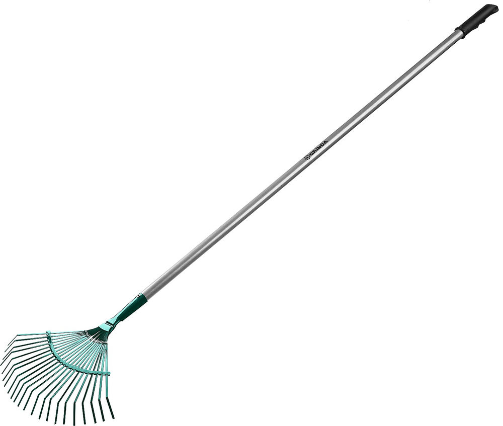 Веерные грабли PR-40 ALU, 440 х 250 х 1630 мм, 22 плоских зубца, алюминиевый черенок, PROLine GRINDA 39586