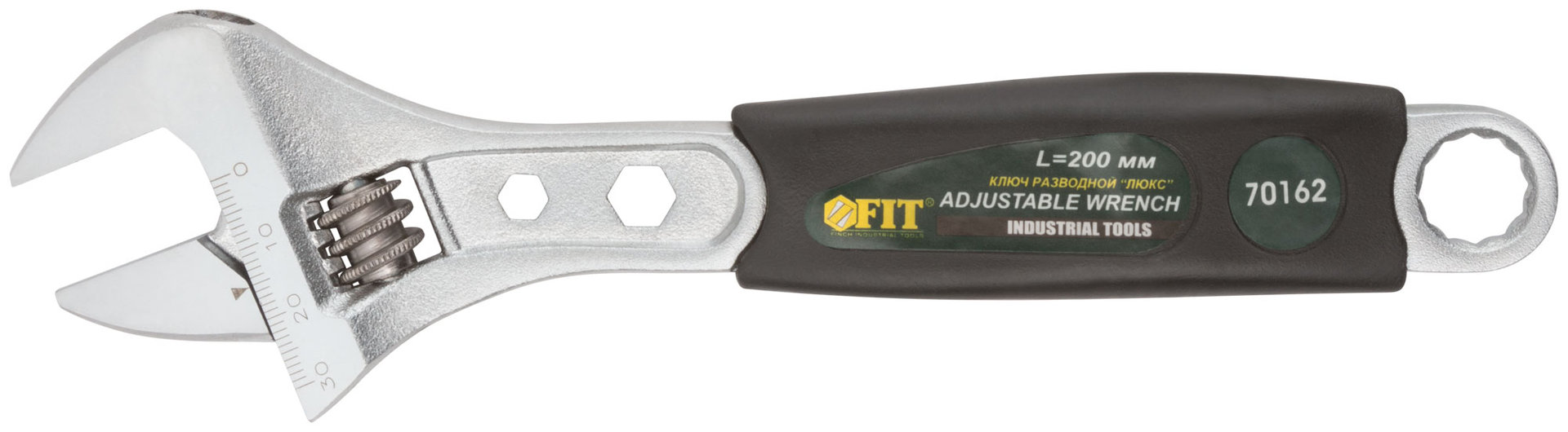 Ключ разводной Люкс, шкала, увелич.захват, прорезин.ручка 200 мм ( 30 мм )