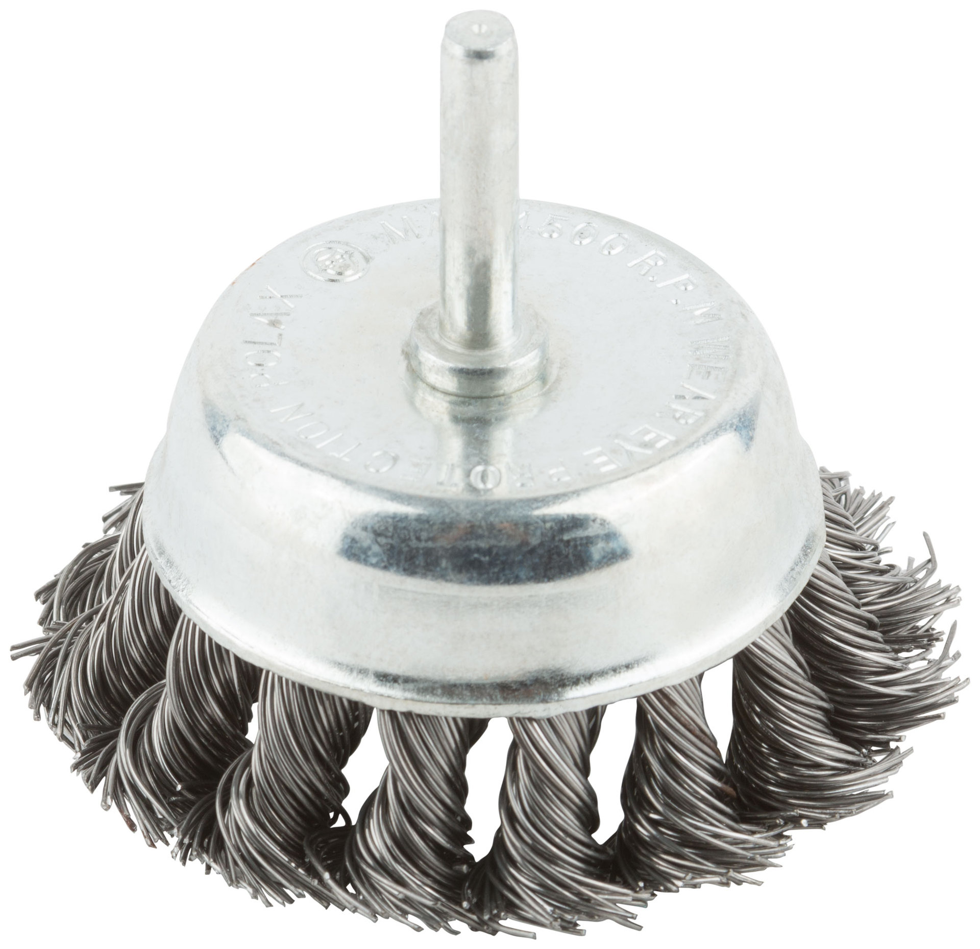 Корщетка, тип чашка, со штифтом, стальная витая проволока 75 мм (38498М)