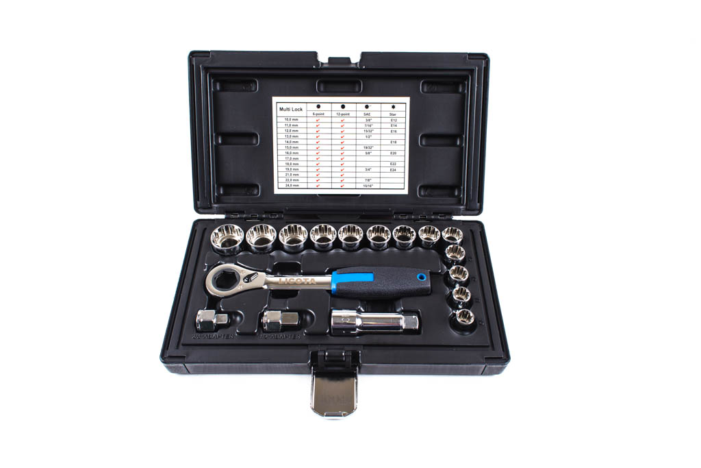 Набор торцевых головок проходных с аксессуарами 19 мм 17пр. Licota ALK-1006P