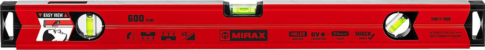 Магнитный уровень 600 мм, с зеркальным глазком MIRAX 34611-060
