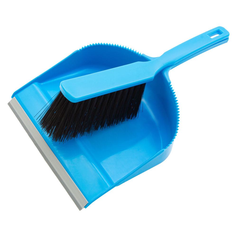 Набор: совок с кромкой 330 x 225 мм и щетка-сметка 285 мм, голубой, Home Palisad (933105)