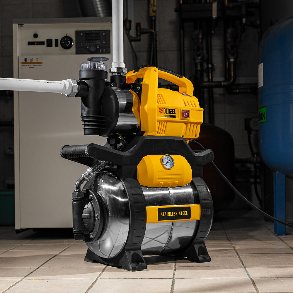Насосная станция PSХ950X, Х-Pro, 950 Вт, 3300 л/ч, ресивер 24 л, подъем 38 м, нержавейка Denzel (97214)