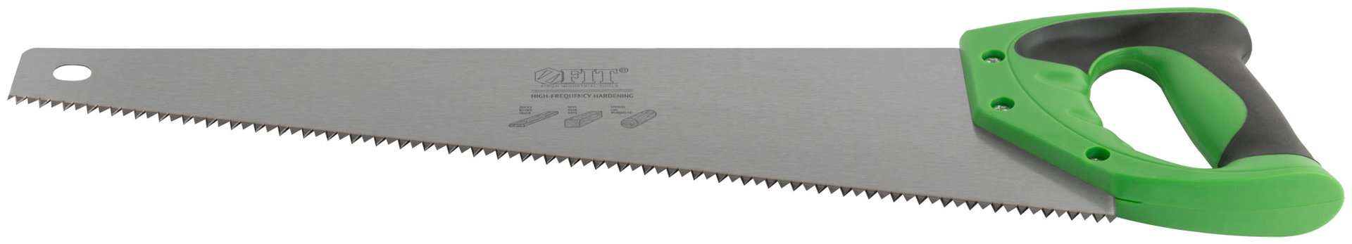 Ножовка по дереву, крупный каленый зуб 5 TPI, 2D заточка, пластиковая прорезиненная ручка 450 мм (40422)